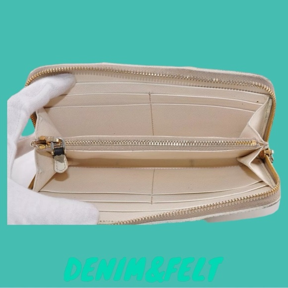 🖤PRADA Black/White Two Tone Perforated Logo Plate Leather Long Around Wallet!🖤 - Picture 8 of 9